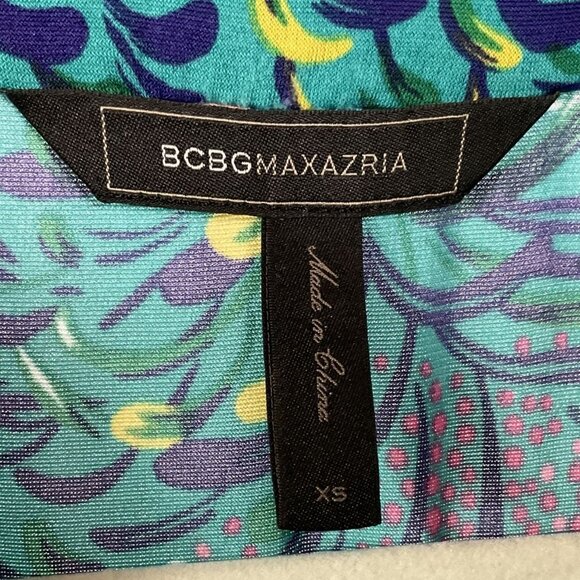 BCBGMaxazria Teal, Floral Wrap Dress, size XS, 95% Polyester & 5% Spandex - Picture 10 of 14